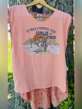 Upcycled Fashion Blouse Medium Boho Cowgirl shirt Western shirt Nashville shirt